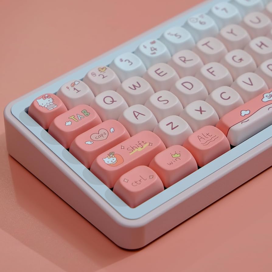 ♡C♡ ZXMICYFA PBT Keycaps, 141 Keys Customized Cute Dye